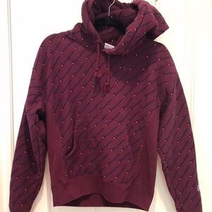 Champion Sweatshirt Hoodie Wine Reverse Weave Logo Long Sleeve (M)